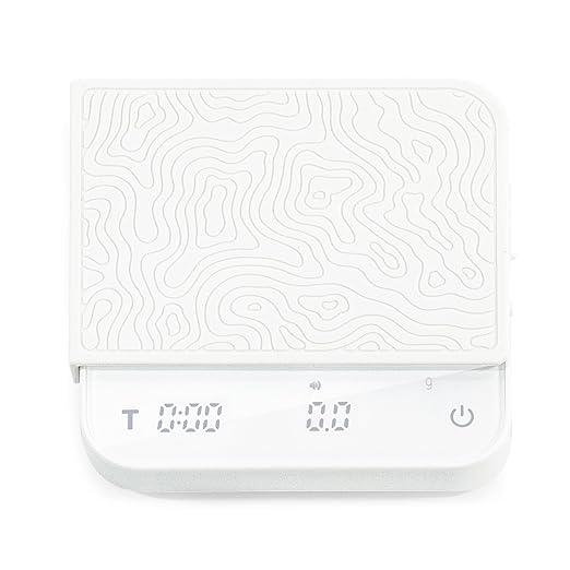 Mini Coffee Scale with Timer – Digital Barista Weight Scale with Designer-Patterned Tamper Mat, 0.1g High Precision, Portable & Rechargeable for Espresso, Pour Over, Drip, and Kitchen Brewing Use