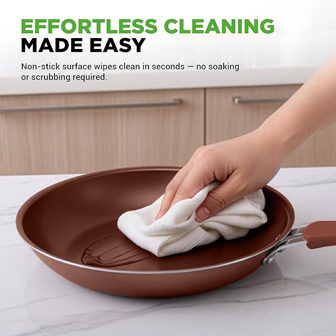 NutriChef 20 Piece Professional Home Kitchen Cookware and Bakeware, Pots and Pans Set Non Stick Kitchenware, Cool-Touch Handles, Safe for Gas, Electric, Induction Cooktops, Easy Clean, Brown