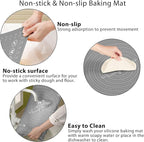 Silicone Baking Mat 24" x 16" Extra Thick Non-stick Pastry Mat with Measurements and Edge Heightening, Food Grade Silicone for Countertop Dough Rolling Making Bread, Cookies, Pizza, Fondant, Pasta