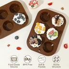 2 Pack Silicone Muffin Pan for Baking, Regular Size Nonstick Cupcake Pan, 6-Cup Silicone Muffin Tin BPA Free Dishwasher Safe, Great for Muffin Cupcake Brownie Egg Tart