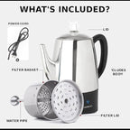 Mixpresso 10 Cup Percolator Coffee Pot Electric, Stainless Steel Coffee Percolator Electric With Keep Warm Function, Classic Perculator Pot With Removable Basket for Home or Office