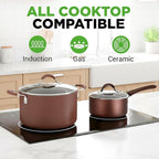 NutriChef 20 Piece Professional Home Kitchen Cookware and Bakeware, Pots and Pans Set Non Stick Kitchenware, Cool-Touch Handles, Safe for Gas, Electric, Induction Cooktops, Easy Clean, Brown