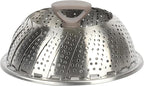 Martha Stewart Richburn 10.6-Inch Telescopic Folding Steamer Insert with Nylon Handle – Mirror Finish, Durable Stainless Steel Vegetable and Food Steamer