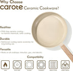 CAROTE 14Pcs Pots and Pans Set Non stick, Ceramic Cookware Set, Non-toxic Kitchen Cooking Set, PFAS and PFOA Free
