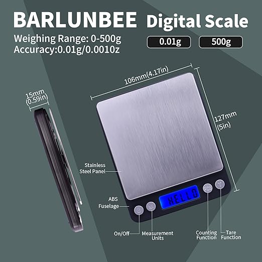 Gram Scale,Capacity 500g Accuracy 0.01g Mini Food Scales Digital Weight Grams and Oz,Small Kitchen High Precision for Espresso,Baking,Jewelry,Soap Making,Black