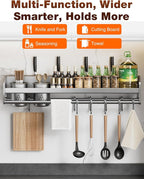 utensil hanger, wall mounted kitchen rail with hooks, waterproof hooks for kitchen utensils, easy installation without drilling (23.6 inches, Cup, 1)