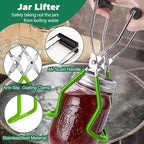 Cooking Utensils Canning Supplies Starter Kit - Beginner's Set with Canning Tools, Tongs, Jar Lifter, Funnel, Labels, Stainless Steel Water Bath Canning Pot Accessories, Pressure Canning Essentials