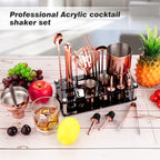 23 Piece Cocktail Shaker Set Bartender Kit with Acrylic Stand & Cocktail Recipes Booklet, Professional Bar Tools for Drink Mixing, Home, Bar, Party (Include 4 Whiskey Stones) - Gold Rose