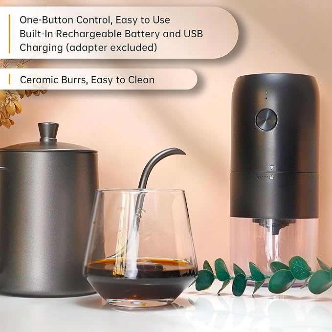 SuperCook Coffee Pour Over Kit Hand Drip with Kettle, Electric Grinder, Camping Travel Coffee Kit Ideal for Anniversary Birthday Gift
