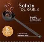 Orblue Premium Coffee Scoop Set - 1 Tbsp (15ml) & 2 Tbsp (30ml) Measuring Tablespoon - Stainless Steel Coffee Measuring Spoon and Scooper with Long Handles - Pack of 2 Black