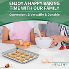 Baking Sheets Set of 2, HKJ Chef Cookie Sheets 2 Pieces & Stainless Steel Baking Pans & Toaster Oven Tray Pans, Rectangle Size 12.5Lx10Wx1H inch & Non Toxic & Healthy & Easy Clean