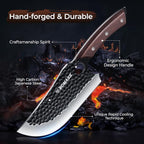 Meat Cleaver Butcher Knife Set of 15PCS, Hand Forged Knives Set for Kitchen, High Carbon Japanese Knife Set with bag & 6 Accessories, Boning Knife for Meat Cutting, Outdoor Cooking BBQ Camping Gift