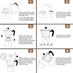 Aluminum 6 Cup 300ml Moka Pot Express Coffee Maker Stovetop Espresso Colorful Coffeemaker Italian Classic Style Brewing Greca Cafe Mocha Machine for Cafeteras Lover Camping Travel and Home Use 10oz
