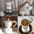 MORDEN MS Moka Pot - Stovetop Espresso Maker 3 Cup/5 OZ Italian Coffee Maker Camping Coffee Pot Manual Cuban Coffee Percolator for Cappuccino or Latte - White