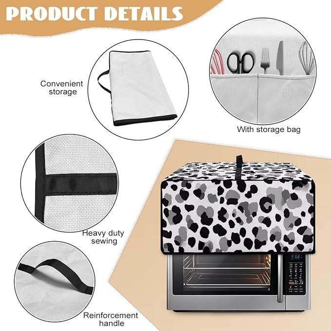Leopard Print Toaster Oven Dust Cover, Heat-Resistant Case for Toaster Oven, Heavy Duty Washable Dust Cover Fit Most Small Appliance, (Medium-16.1*19.71*10 inches)