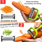 Razor-Sharp 4 In 1 Veggie Peelers For Kitchen Potato Peeler,2PCS I&Y Peeler For Peeling-Slicing-Shredding-Julienning-Excising,Vegetable Peeler With Rotary Stainless Blade& Non-Slip Handle