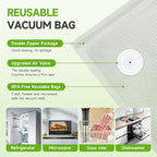 Vixino Vacuum Sealer Bags, 80 Reusable Vacuum Sealer Bags for Food, BPA-Free, Meal Prep and Sous Vide Cooking,Works for Handheld Sealer and Vac Sealer Machine with External Vacuum Systems