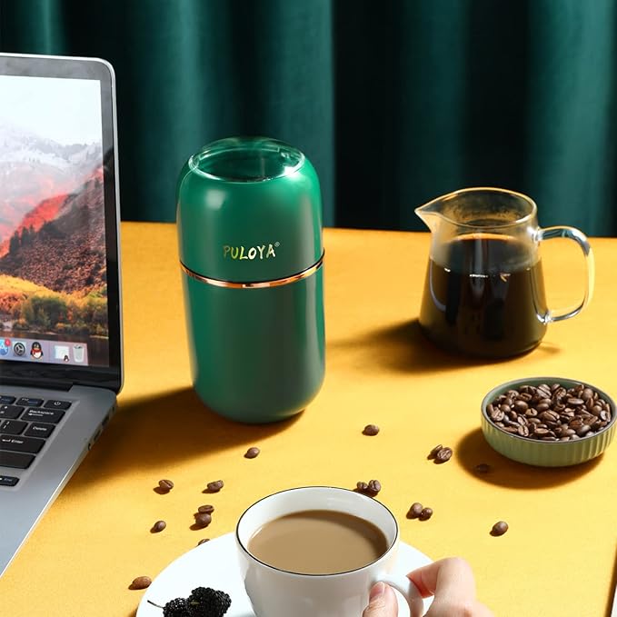 Coffee Grinder Electric for Beans, Spices, Herbs, Grains and Nuts, Stainless Steel Blades, 2.8 oz, Green