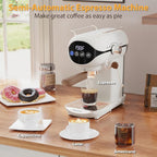 Espresso Machine with Steam Milk Frother Semi Automatic 20 Bar Compact White with Touch Screen for home Cafetera Espresso, Latte, Cappuccino, Americano, Macchiato