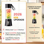 Cordless Personal Size Portable Blender - 380Ml Blender Smoothies and Shakes, BPA Free Traveling Juice Cup with Powerful Blending, Freshly Squeezed in Sports/Travel/Home, Mother's Day
