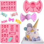 Candy Lollipop Molds 3Pcs, Candy Shape Cake Decorating Silicone Molds for DIY Chocolate Mousse Cookie Butter Gum Cupcake Topper Flower Paste Epoxy Clay Plaster Candle Soap