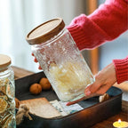 34 OZ Glass Storage Jar with Airtight Bamboo Wooden Lids, Vintage Food Containers Canisters Sets for Kitchen Counter Pantry, Sugar, Flour, Candy, Tea, Coffee Beans, Oats, Grain Bin, Pasta, Cereal