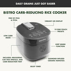 GreenPan Carb Reducing Electric Rice Cooker, 4 Cups Uncooked/8 Cooked Rice, 10 Presets, LED Display, Healthier Meals, Delay Timer, PFAS-Free Ceramic Nonstick Removable Bowl, Cool Touch, Steam, Graphite