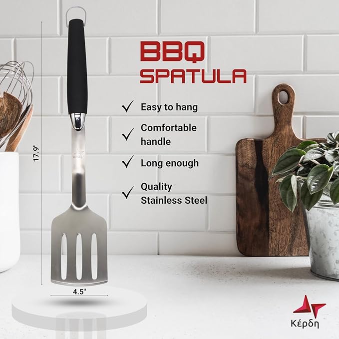 Grill Set – Grill Tools, BBQ Tools, Grilling Set, Grilling Utensils – Premium Stainless Steel, Heavy Duty & Rust-Resistant, Extra Long Handles, Comfortable Grip for Easy Outdoor BBQ Cooking