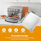 Stainless Steel Baking Tray Pan Compatible with Cuisinart Airfryer TOA-060 and TOA-065, Dishwasher Safe Mesh Air Fryer Basket Wire Rack Accessories Parts 2 SET