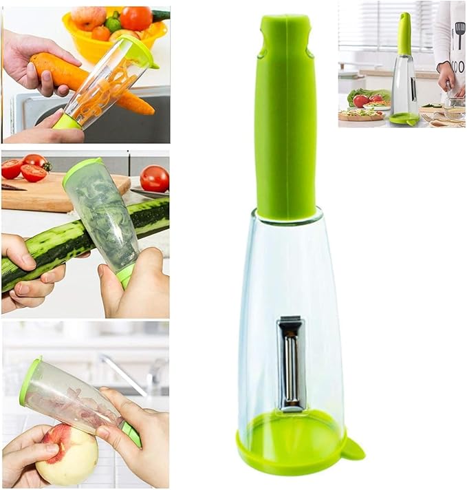 Multifunctional 3-in-1 Vegetable Peeler with Storage Box – Stainless Steel Vegitable & Fruit Peeler – Kitchen Tool for Easy Peeling & Slicing – Peeling Knife for Home & Professional Use.