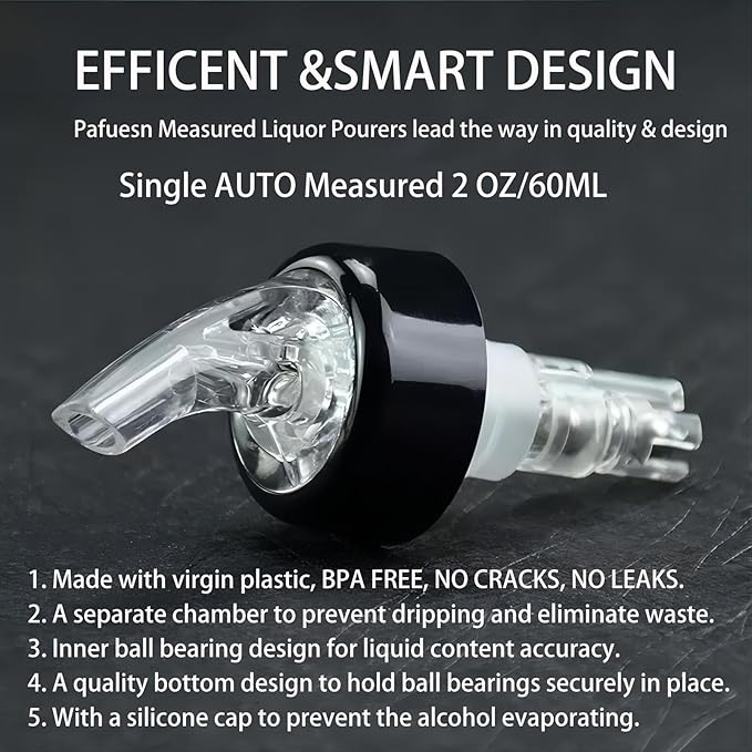 3 Pack Measured Liquor Pour Spout, Liquor Bottle Pourers, Measure Pour Spout for Liquor Bottles, Bottle Pourers for Alcohol, Shot Pourer Cocktail Liquor Dispenser Bar Bartending Tool -2oz/60ml