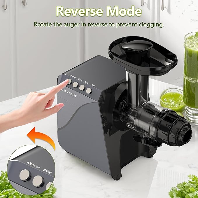 Cold Press Slow Juicers for Carrot Celery Ginger Beet, Electric Coffee Grinder, 250W Masticating Juicer Machine Vegetables Fruit Juice Extractor Easy To Clean Quiet Juicer BPA-Free Reverse Function