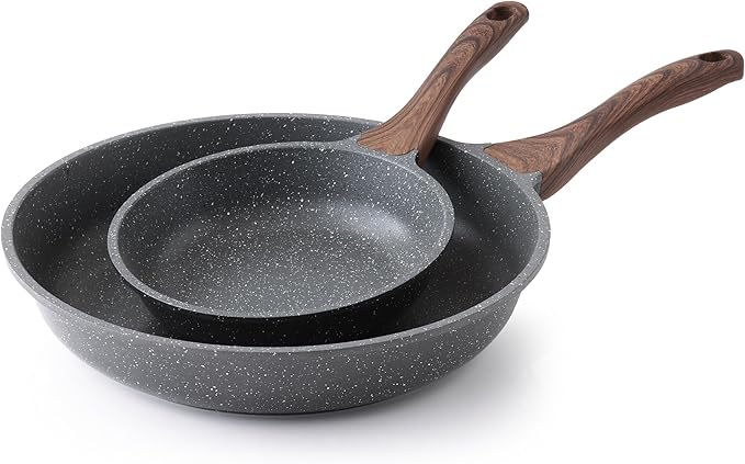 SENSARTE Nonstick Frying Pan Skillets, Swiss Granite Coating Omelette Pans, Healthy Cookware Chef's Pan, Free of Intentionally Added PFOA (8+12.5 Inch)
