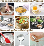 5-Speed Electric Hand Mixer, 4 Large Mixing Bowls Set, Handheld Mixers with Whisks Beater, Stainless Steel Metal Nesting Bowl Measuring Cups Spoons Kitchen Cake Blender for Baking Supplies