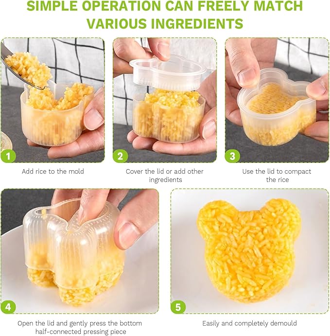 Generic 3 Pack Triangle Rice Ball Mold, Non-Stick Sushi Mold Set, Plastic, Yellow, Triangle