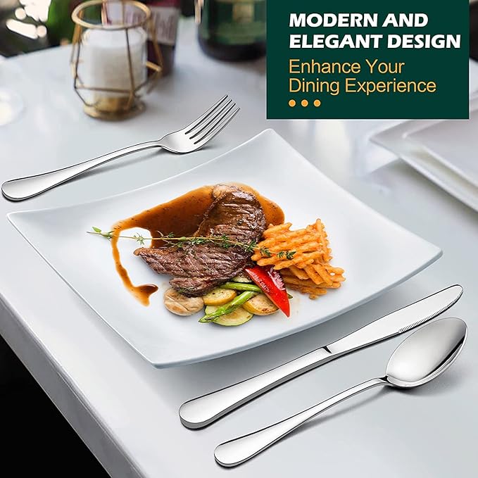 LIANYU 10 Piece Silverware Flatware Set for 2, Stainless Steel Cutlery Eating Utensils, Mirror Finished, Dishwasher Safe