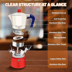 6 Cup Aluminum Espresso Stovetop Moka Pot Express Coffee Maker Percolator Italian Classic Mocha Coffee Machine for Italian and Cuban Cafe Brewing for Home Camping 300ml 10oz