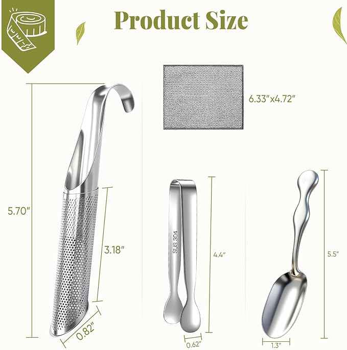 2 Pcs Tea Infuser, Tea Diffusers for Loose Tea with Teaspoon Tea-tweezers Steel Wire Cloth, for All Kinds of Tea