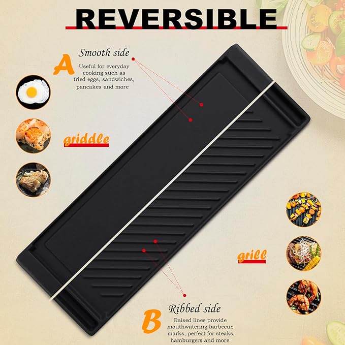 Atgestore DG61-00859A Reversible Griddle Replacement for Samsung Stove Parts Cast Iron Center Griddle Plate DG61-00859A Samsung Gas Range Cooktop Griddle NX58H5600SS NX58H9500WS Burner Flat Top Pan