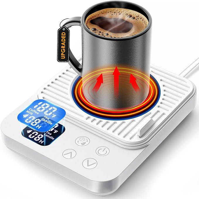 Mug Warmer, Coffee Cup Warmer for Desk with 1-12H Auto Shut Off, 36W Faster Heating Coffee Mug Warmer for Coffee Beverage Milk Tea, Smart Candle Warmers, Ideal Coffee Accessories Gifts (White)