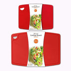 Liflicon Thick Cutting Boards for Kitchen Silicone Chopping Board Set of 2 Mid 12.6'' x 9.1”,Mini 9.1”x7.1” Non-slip Deep Drip Juice Groove Easy Grip Handle,Dishwasher Safe-Red