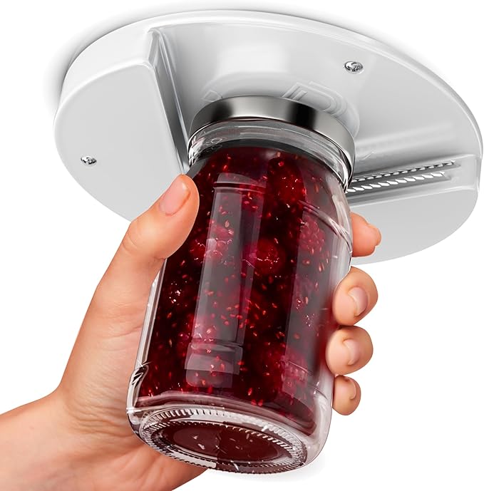 Under Cabinet Lid Jar Opener - for Weak Hands and Seniors with Arthritis - Heavy Duty, Allows to Easily Unscrew Any-Size Lid - Effortless Bottle & Can Opener for your Kitchen