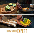 Alas Complete 20 Piece Sushi Making Set - Kit for Beginners & Pros with Knife, 2 Mats, Rice Bazooka and Dipping Plate
