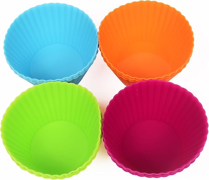Webake Jumbo Silicone Muffin Cups, 3.5 Inch Jumbo Silicone Baking Cups Reusable Cupcake Liners Nonstick Large Cake Cups Set Stand Alone Cupcake Holder, 12 Pack Auto Cup Holder Liner