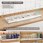 2 Pack Expandable Food Storage Container Lid Organizers, 22" Pots and Pans Organizer Under Cabinet with 9 Adjustable Dividers Pot and Pan Lid Holders Rack Inside Cabinet(White)
