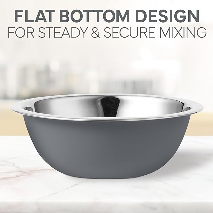 COOK WITH COLOR Stainless Steel Mixing Bowls Set - Nesting Bowls, 6 Pieces, Grey