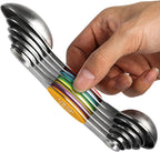 Magnetic Measuring Spoons Set Stainless Steel Stackable Dual Sided Teaspoons and Tablespoons for Measuring Dry and Liquid Ingredients Set of 6