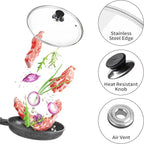 12 Inch Pan Lid, 12'' Frying Pan Lid, Tempered Glass Cast Iron Lids for Skillets, Fry Pan, Wok Pot (12 inch)