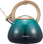 MARSKITOP Whistling Tea Kettle for Stove Top 2.6 Quart, Food Grade Stainless Steel Teapot for Stovetop with Cool Touch Ergonomic Handle, Tea Pot for Stove Induction Cooktop, Green