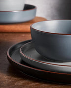 Famiware Mercury 24 Pieces Dinnerware Sets, Plates and Bowls Sets for 8, Microwave and Dishwasher Safe Dish Set, Multi-color